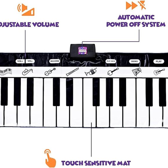 New Giant Floor Piano Keyboard Playmat Foldable Mat Musical Instrument Toddler K - Picture 4 of 15